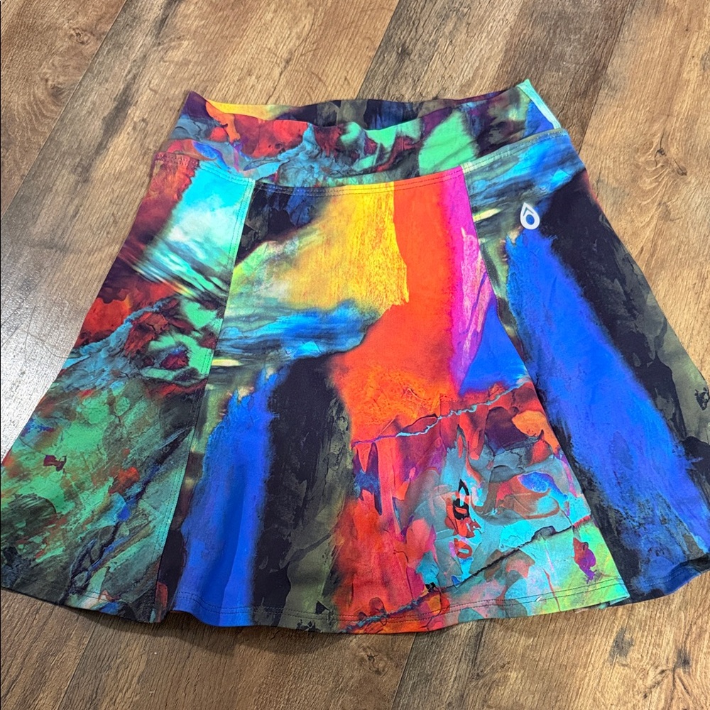 DONAJO Vibrant Multicolor A-Line Skirt - Bold Abstract Print SIZE 1